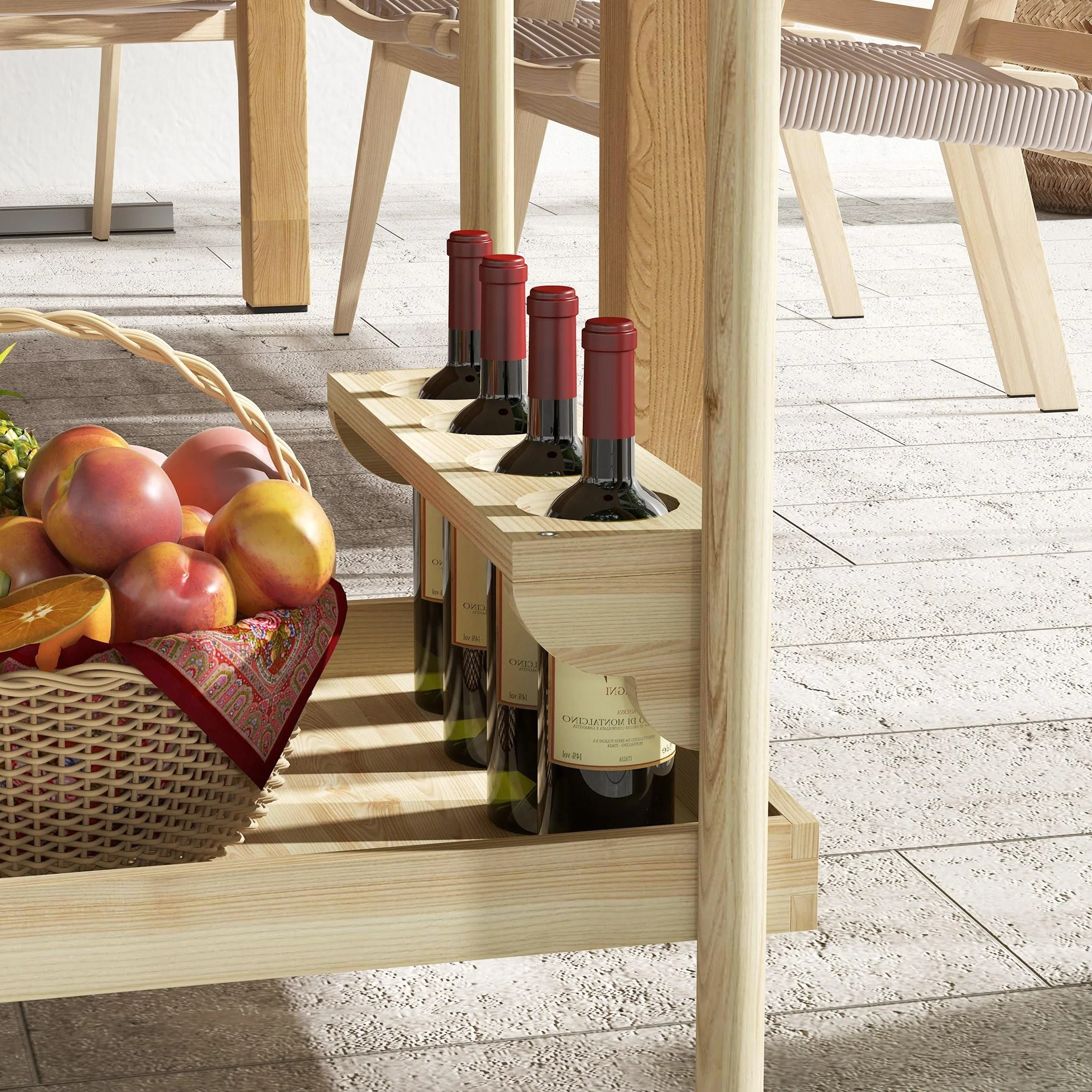 Outsunny Desserte de Jardin Chariot Barbecue en Bois 78x58,5x75 cm