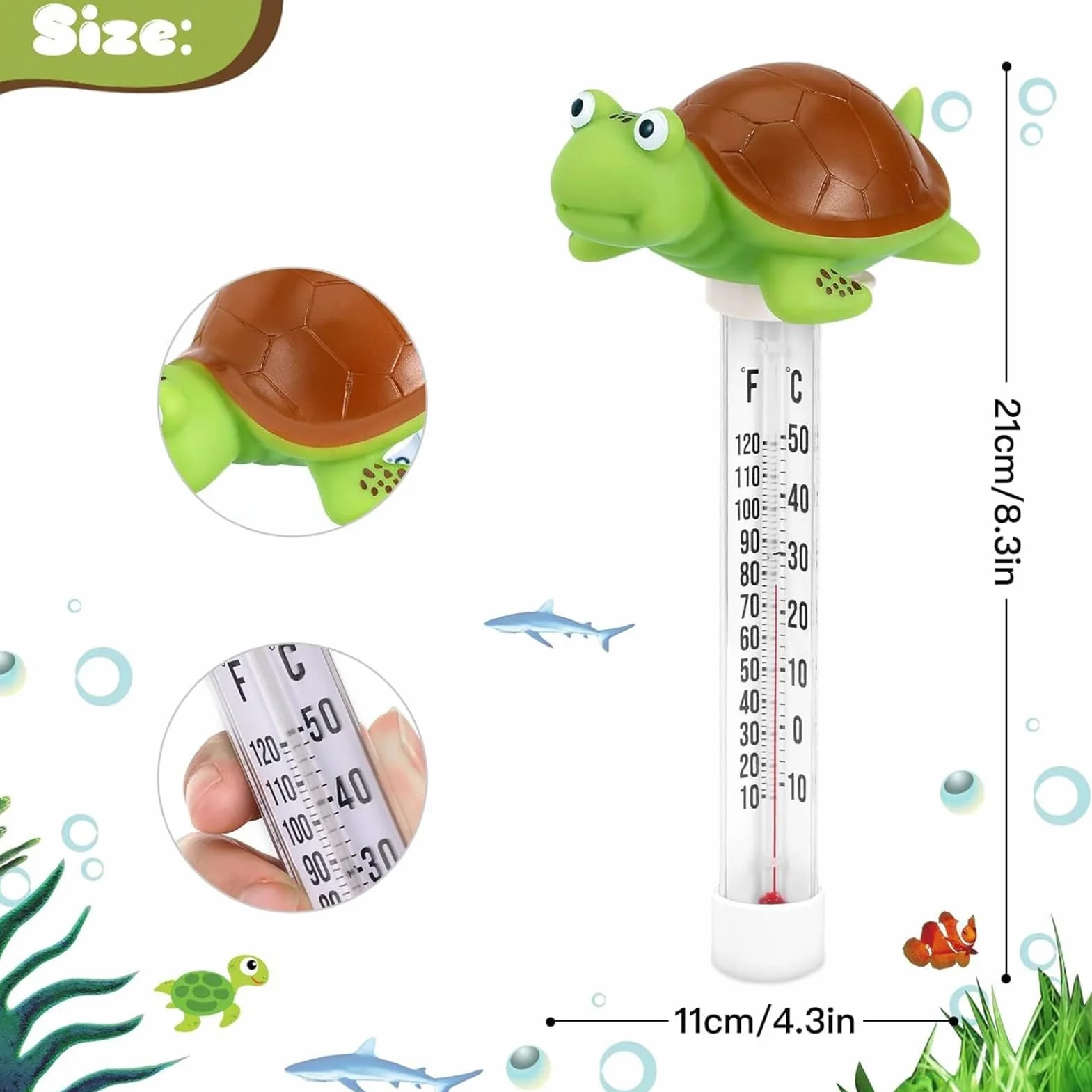 Thermomètre pour Piscine et Spa avec Grand Écran Design Forme Animale