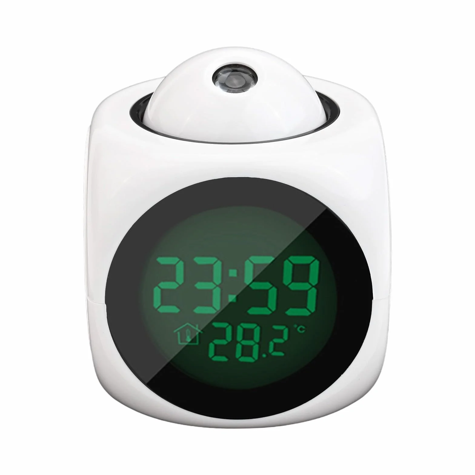 Réveil projection plafond multifonction avec température et snooze blanc