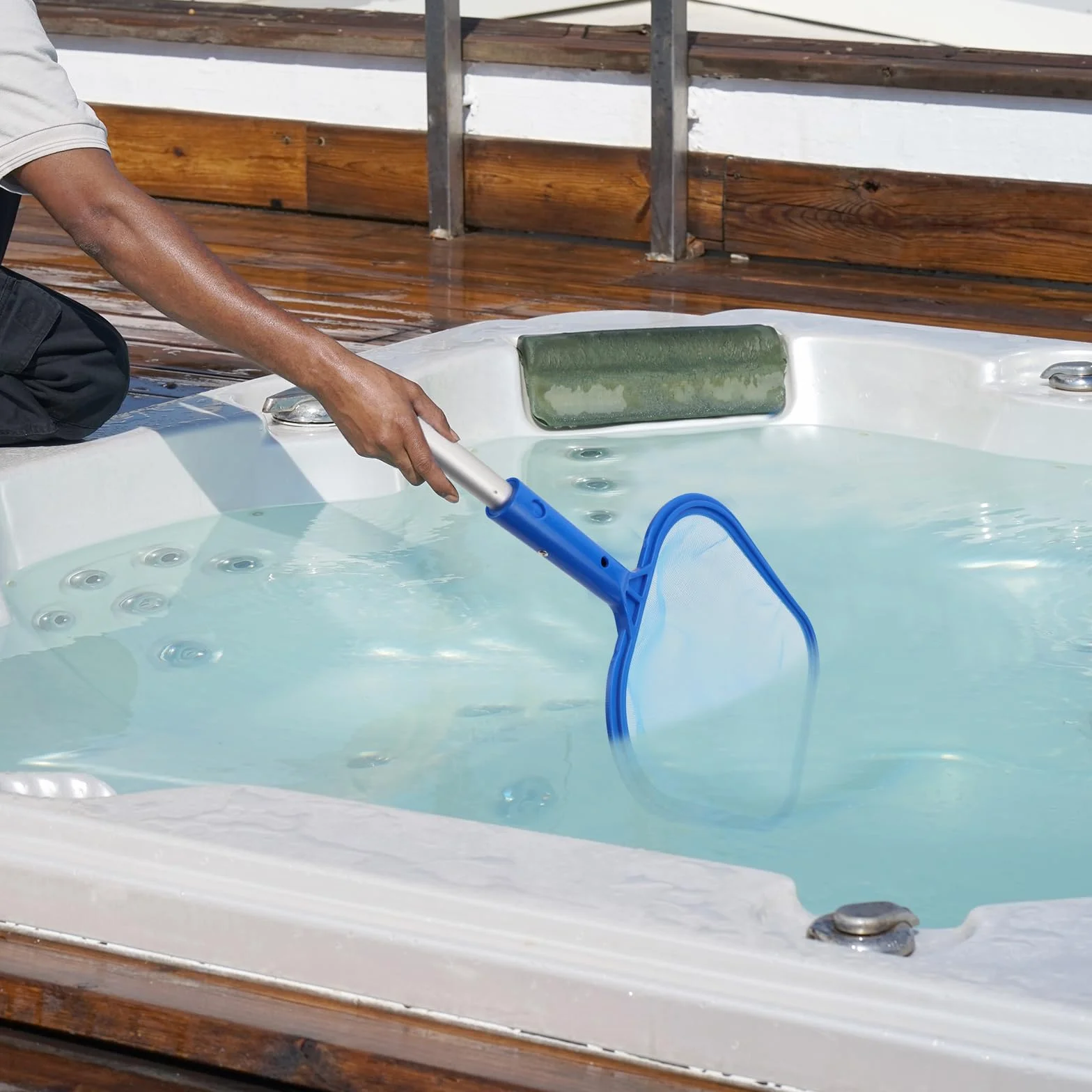 Epuisette Piscine Fond 123 cm Manche Télescopique Filet Nettoyage Piscine Spa