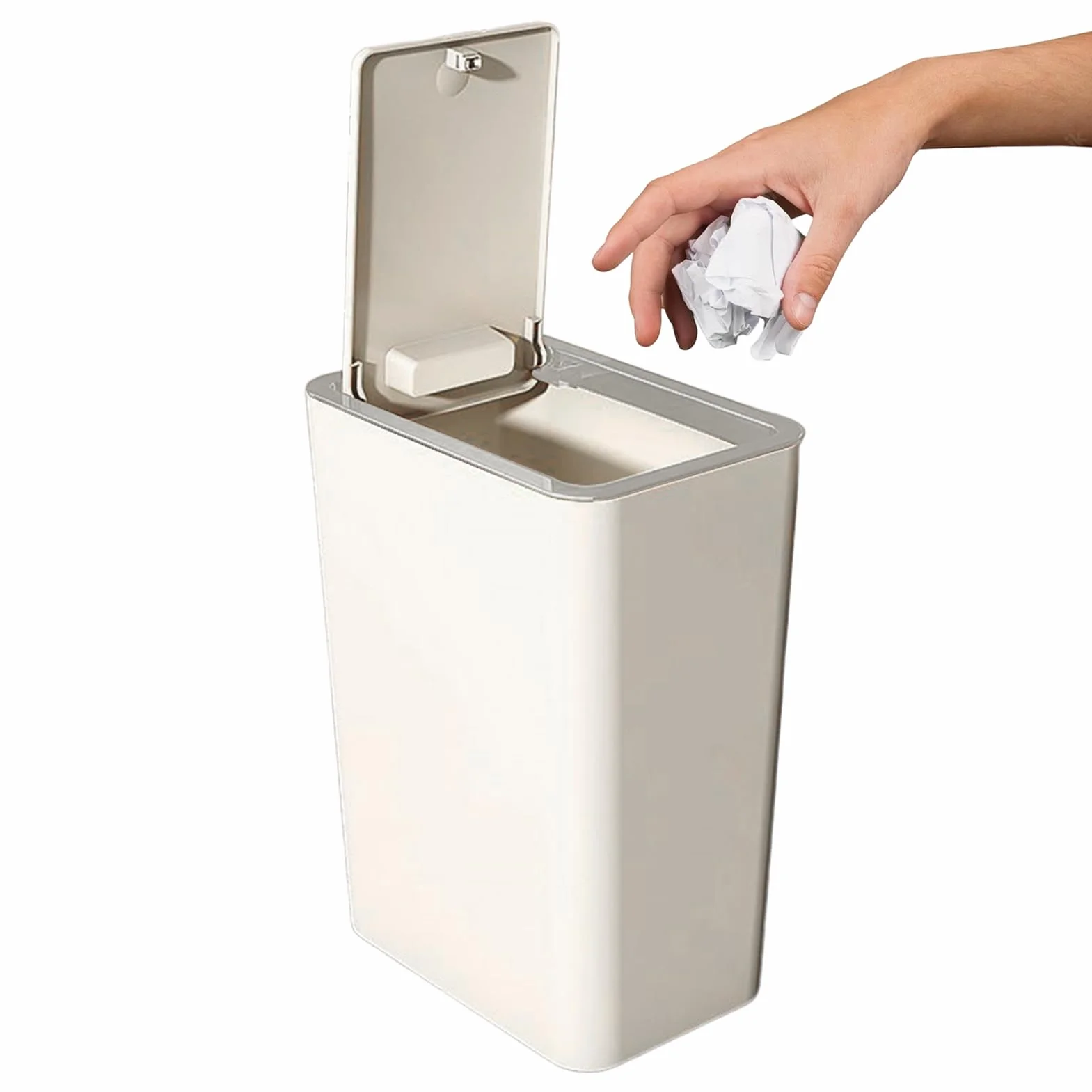 Poubelle de Cuisine avec Couvercle 10 Litres Compacte Étroite pour Maison Bureau