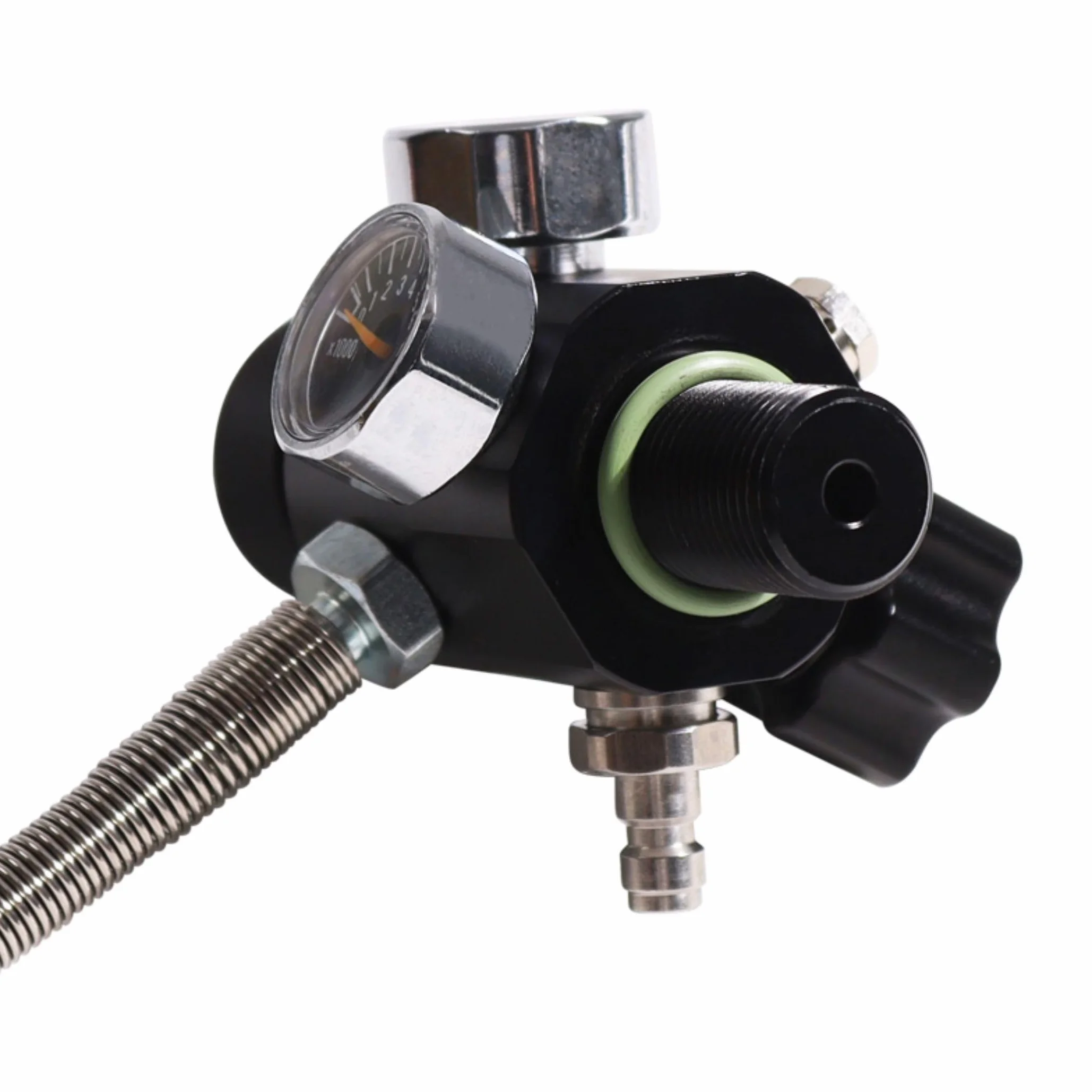 TUXING M18 x 1,5 Filetage 4500 psi Paintball Station de remplissage PCP Régulateur de pistolet à air double jauge Valve de réservoir d'air avec tuyau haute pression de 50,8 cm (non régulé) pour
