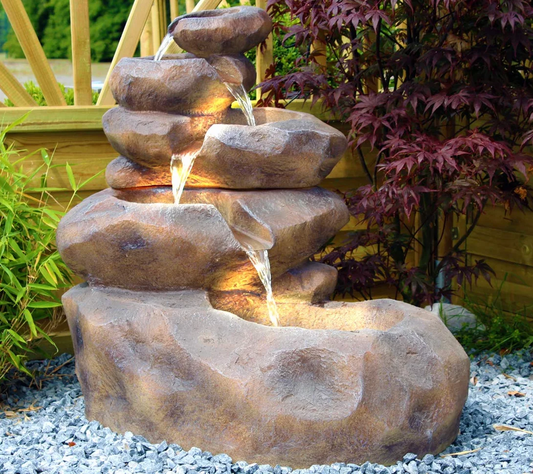 Arnusa Grande Cascade Fontaine de Jardin LED avec Pompe SB103-19