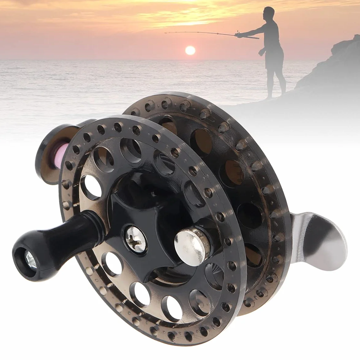 Moulinet de pêche à la mouche, ultra léger, ambidextre, noir, pour la pêche à la mouche en eau douce et salée