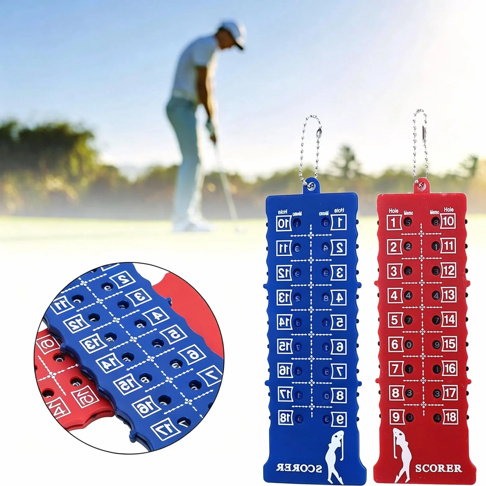 Compteur de Score de Golf 2 Pièces, Tableau de Bord 1 Bleu 1 Rouge, Accessoire Golf