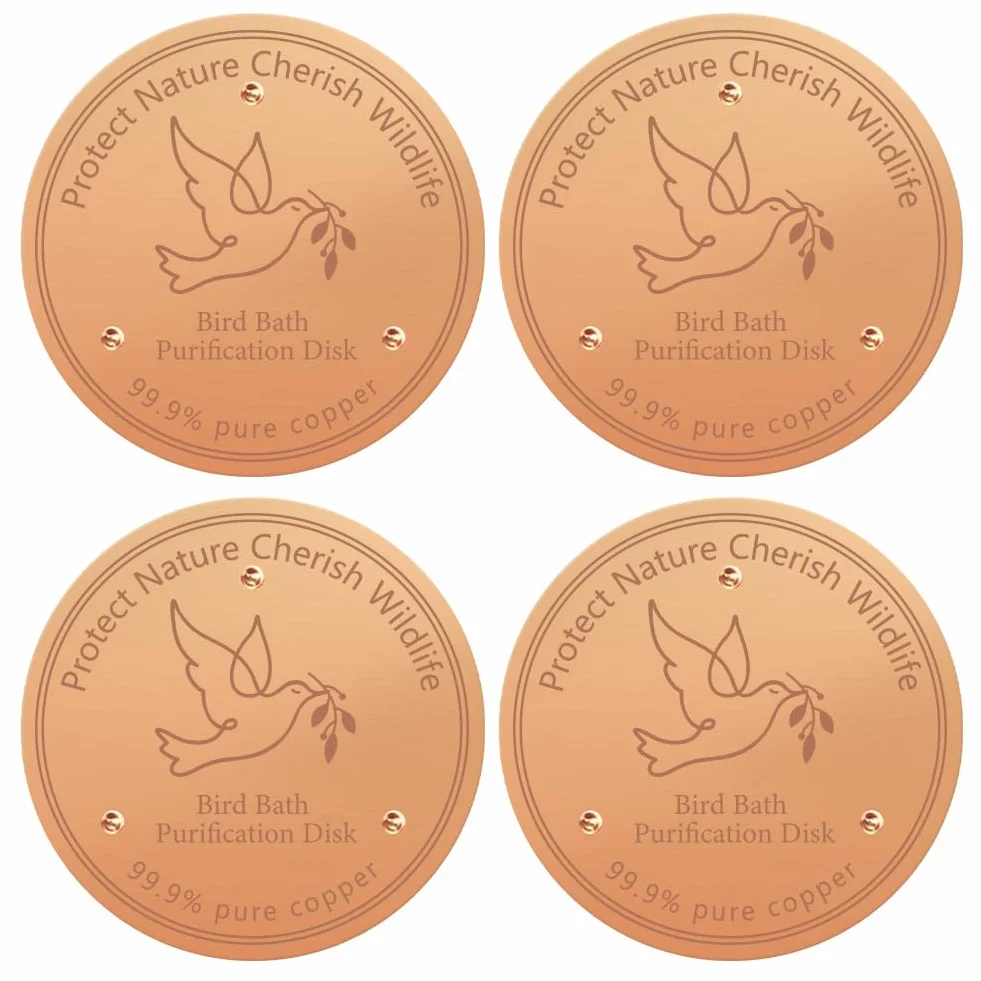 FINGERINSPIRE 4Pcs Disque de Baignoire pour Oiseaux en Cuivre Pur 99.9% 10cm Prévention des Algues