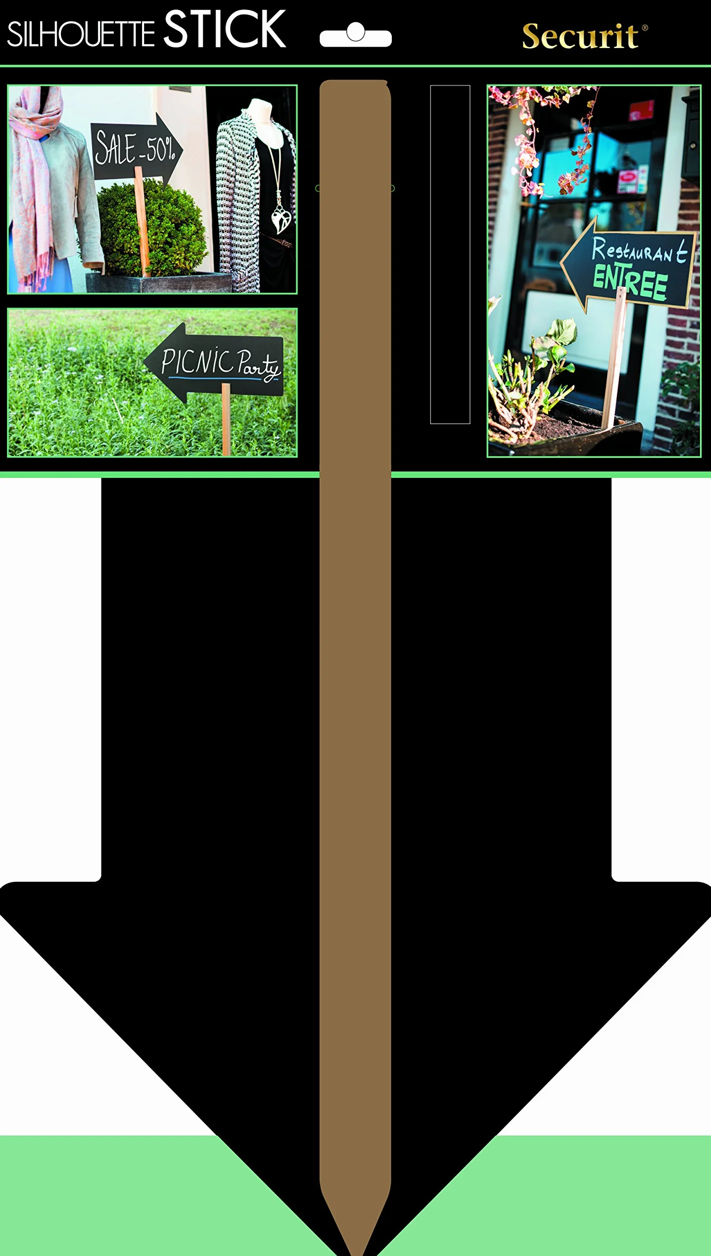 Securit FBS-Arrow Tableau noir avec marqueur à craie Support en bois