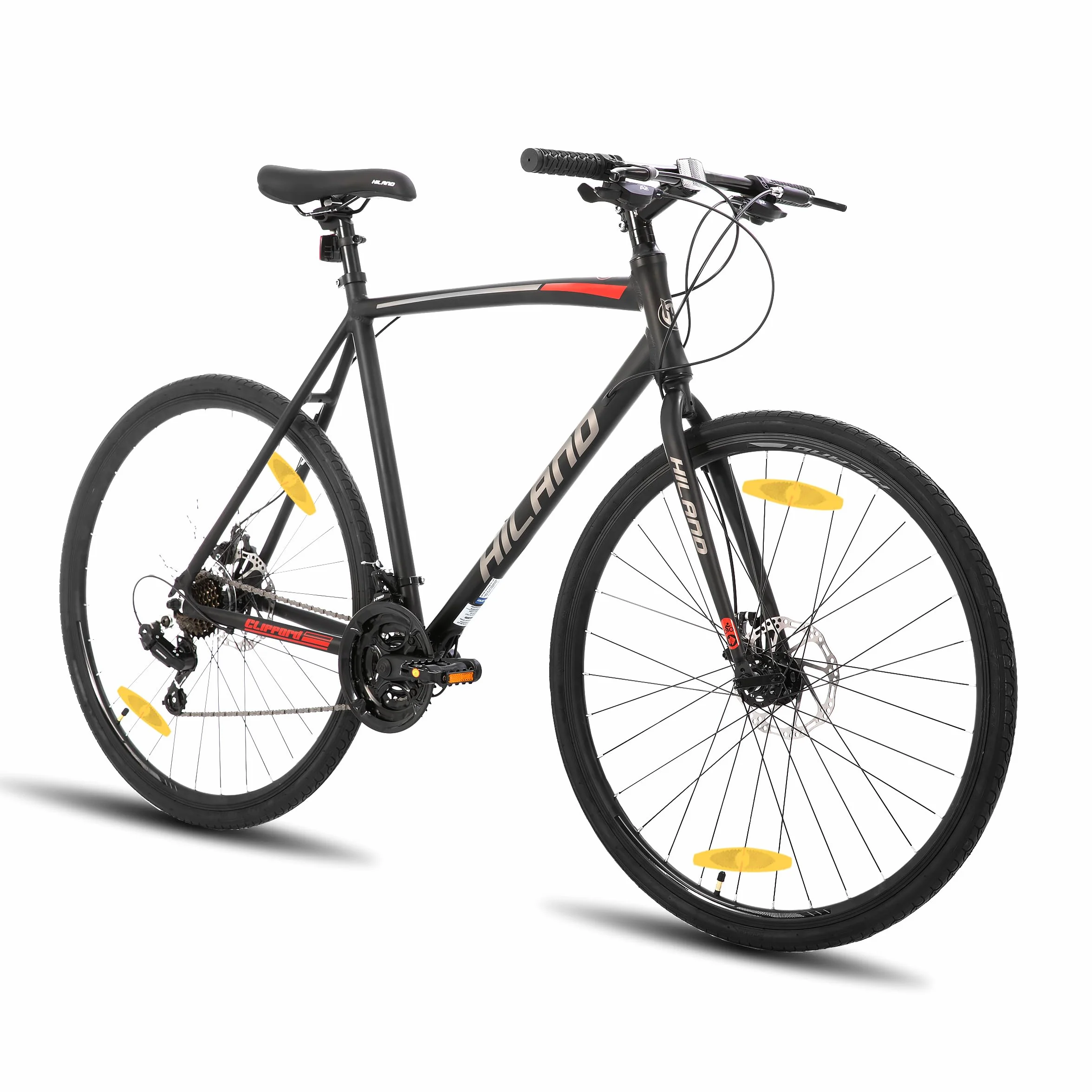 Hiland Vélo de Route Ville 28 Pouces Cadre Aluminium 700C Freins à Disque 21 Vitesses