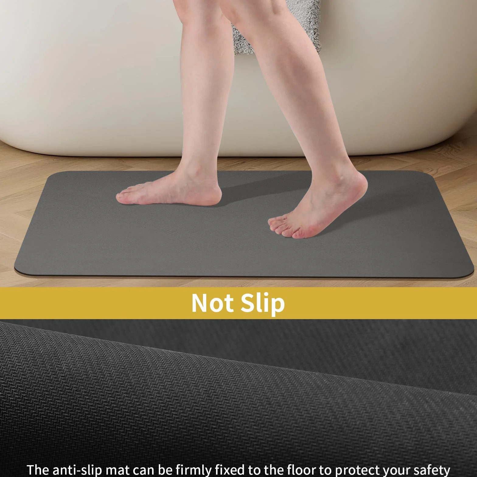 Tapis de Bain Antidérapant Absorbant Séchage Rapide Sortie de Douche Gris Foncé 40x60cm