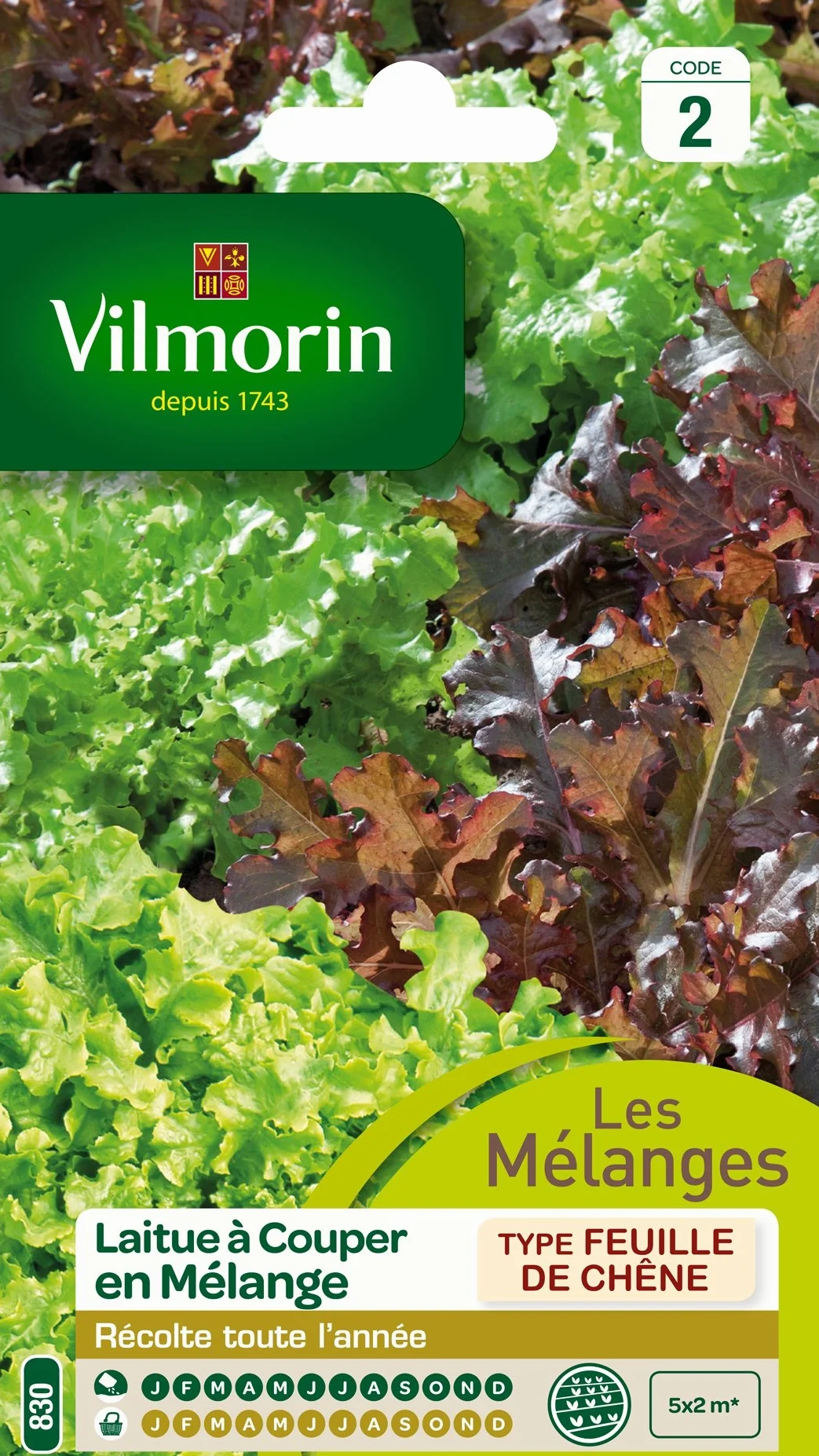 Vilmorin Pack de Graines Laitue à Couper Mélange Bol Vert/Rouge