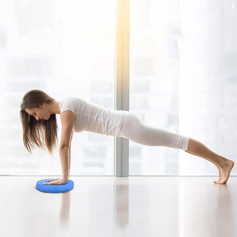 Coussinets d'équilibre ovales en mousse élastomère thermoplastique, doux et confortable, pour l'entraînement de fitness, convient pour la maison et le travail (bleu)
