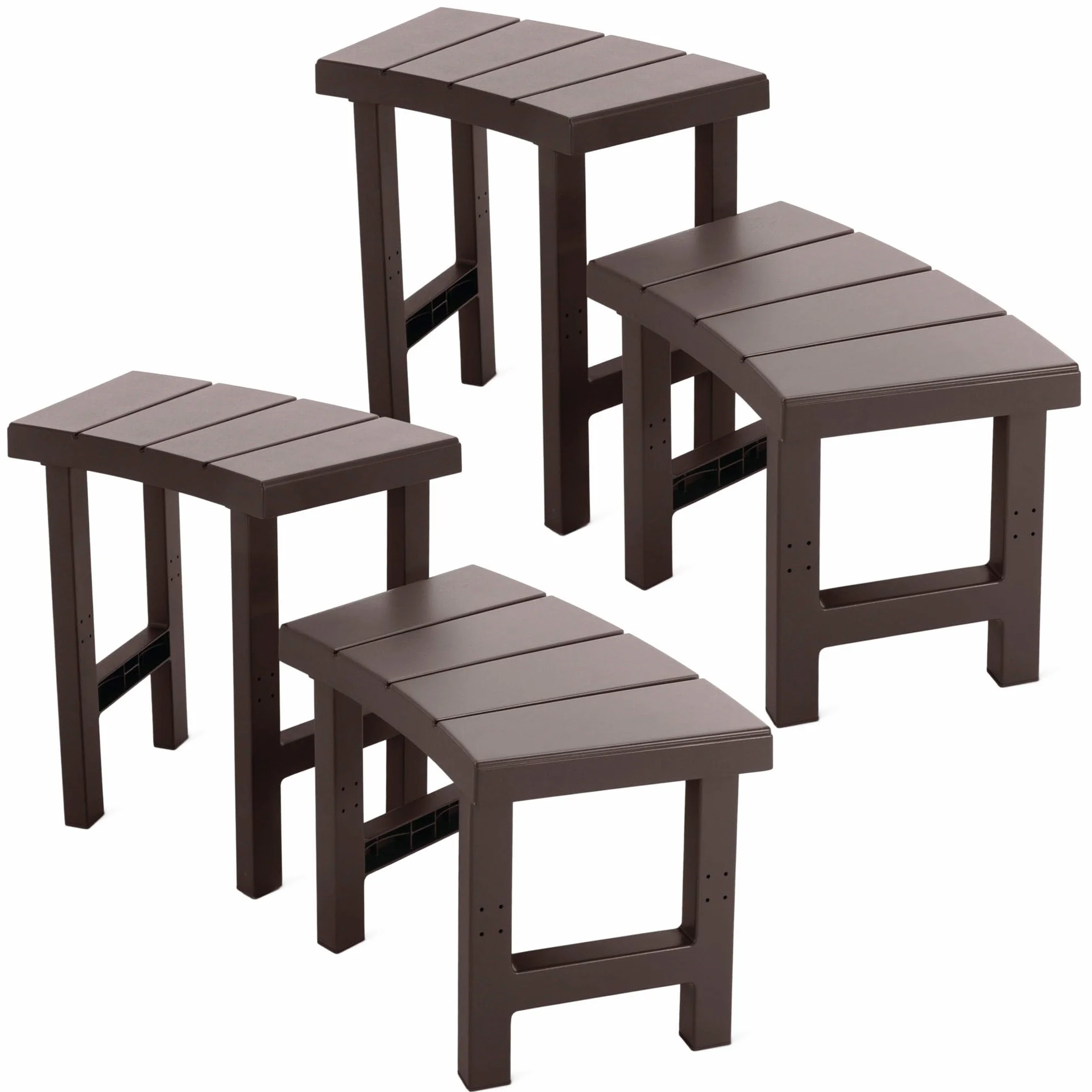 Intex Pack 4 Pieces 2 Medium Plus 2 Hautes Entourage Spa 4 Places Rond, Gris Anthracite