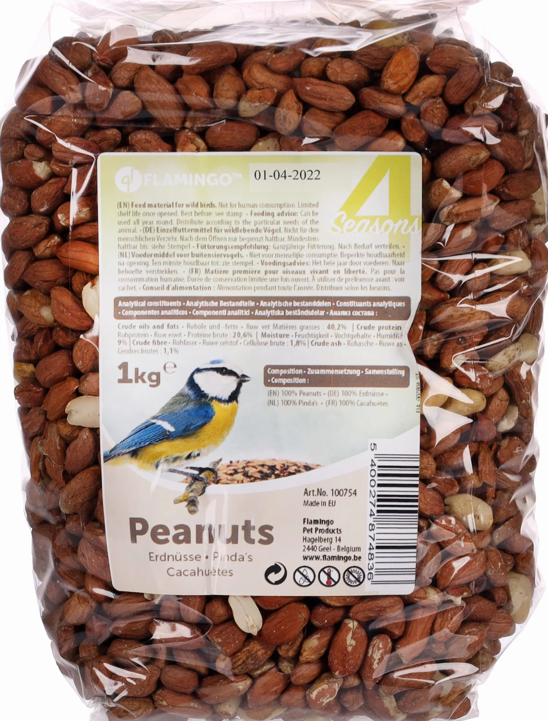 Flamingo Nourriture pour Oiseaux Sauvages Cacahuètes décortiquées 1kg