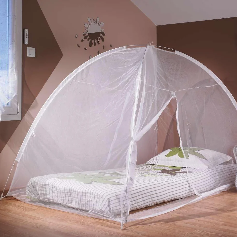 TERRE JARDIN Moustiquaire dôme popup pour lit - 200 x 125 - Blanc