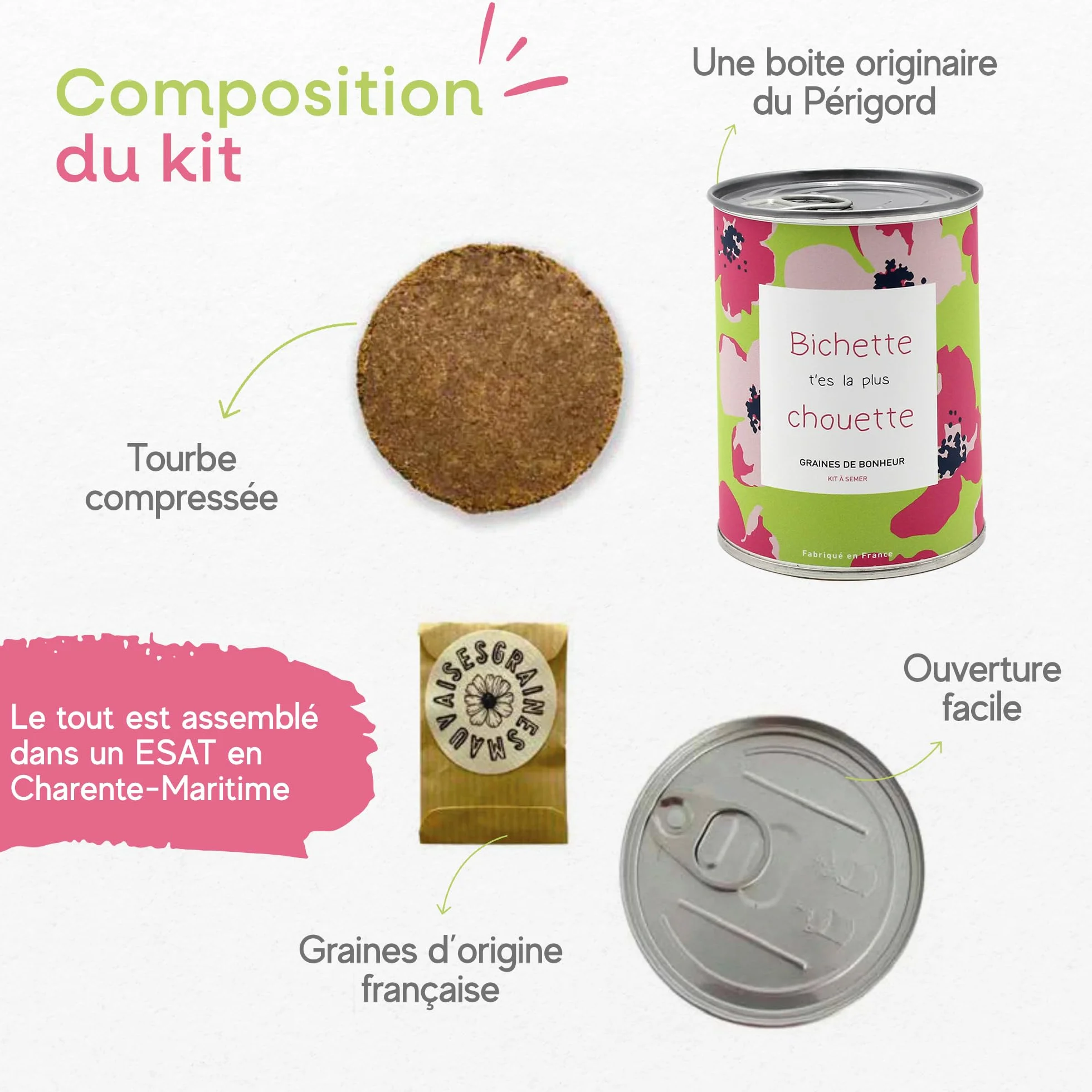 Mauvaises Graines - Kit de Graines de Fleurs à Semer Bichette - Idée Cadeau Original Fabriqué en France