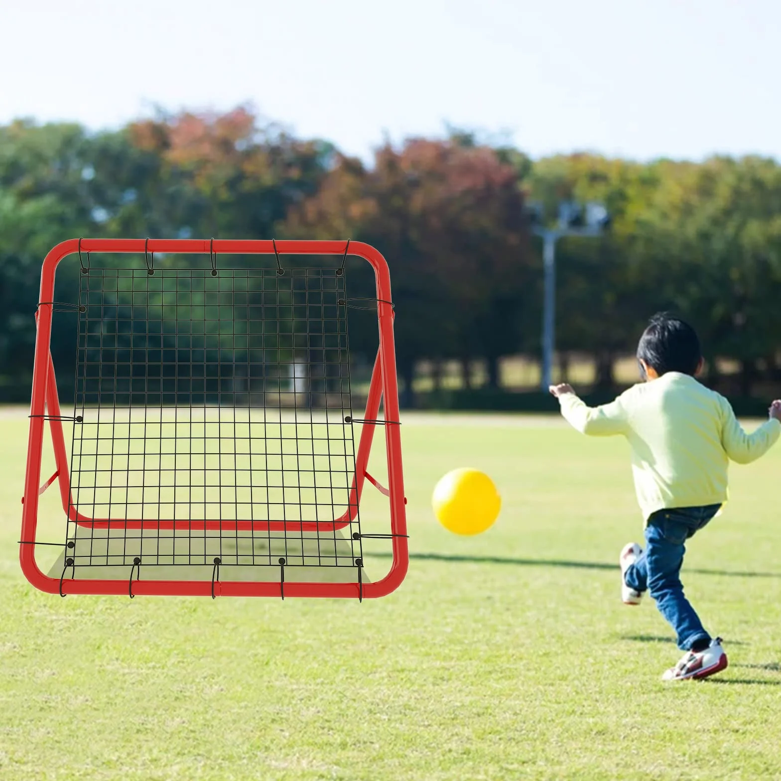 Filet de rebond pour football, baseball, tennis, entraînement, réglable, 5 niveaux, pliable, panneau de rebond, pour enfants, 100 x 100 x 65 cm