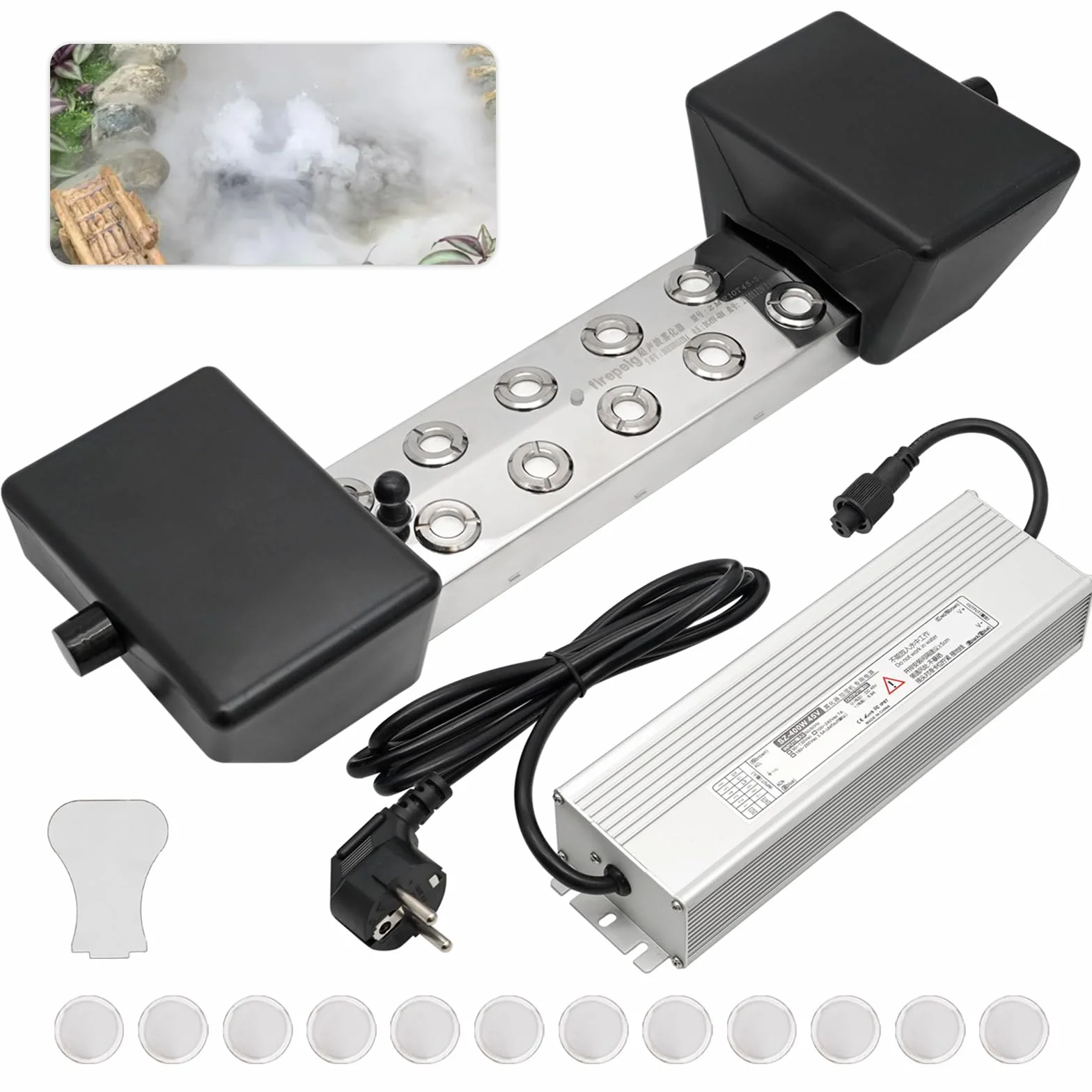 Mist Maker Fogger 10 Tête 7L/H Brumisateur À Ultrasons 400w avec Bouée pour Étangs Aquariums