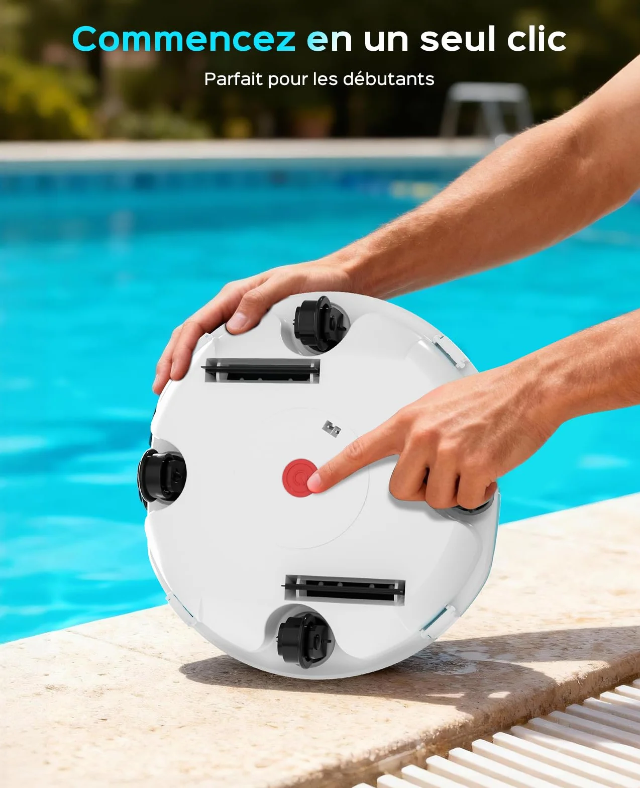 Winny 200 Robot Piscine sans Fil, Double Filtration, Autonomie 80 Min, pour Piscines Hors-Sol 60 M²