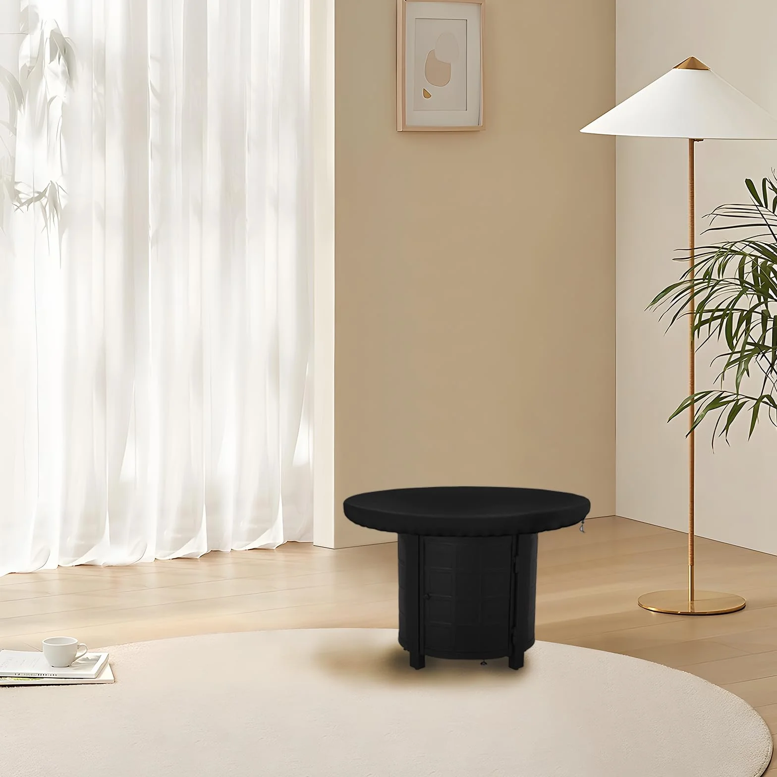 Housse Brasero Rond 80cm Housse de Protection Barbecue Tissu Oxford 420D étanche à l'eau et à la Poussière Résistance Aux UV