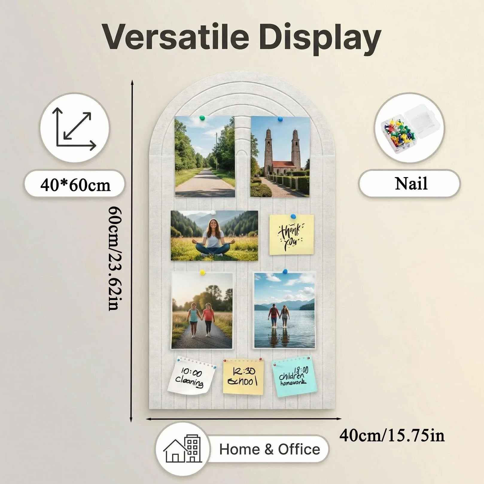 Grand tableau d'affichage autocollant en feutre 40 x 60 cm pliable - Alternative décorative en liège pour bureau