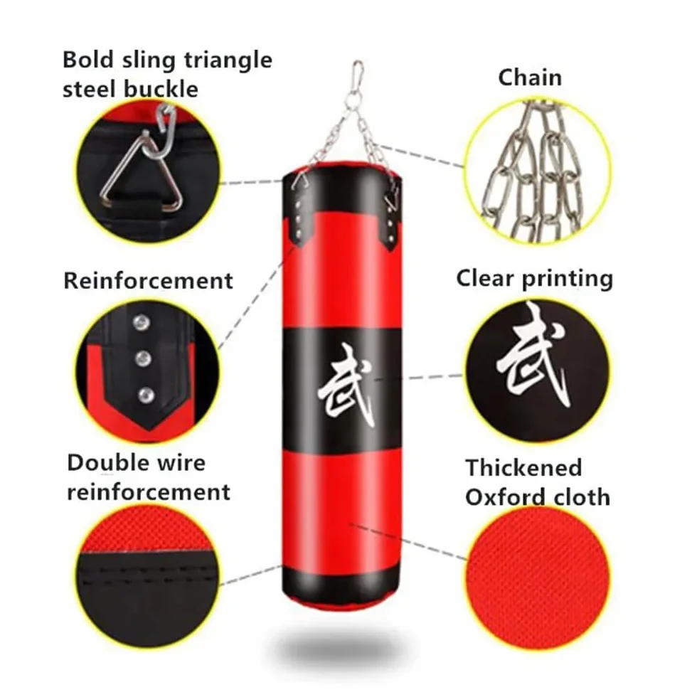 Sac De Frappe,Sac De Frappe Adulte,Sac De Boxe,15PCS Suspension Boxe Punching Bag avec Gants,Bandages,chaîne,Rotation à 360°,pour Le Muay Thai et Les Combats