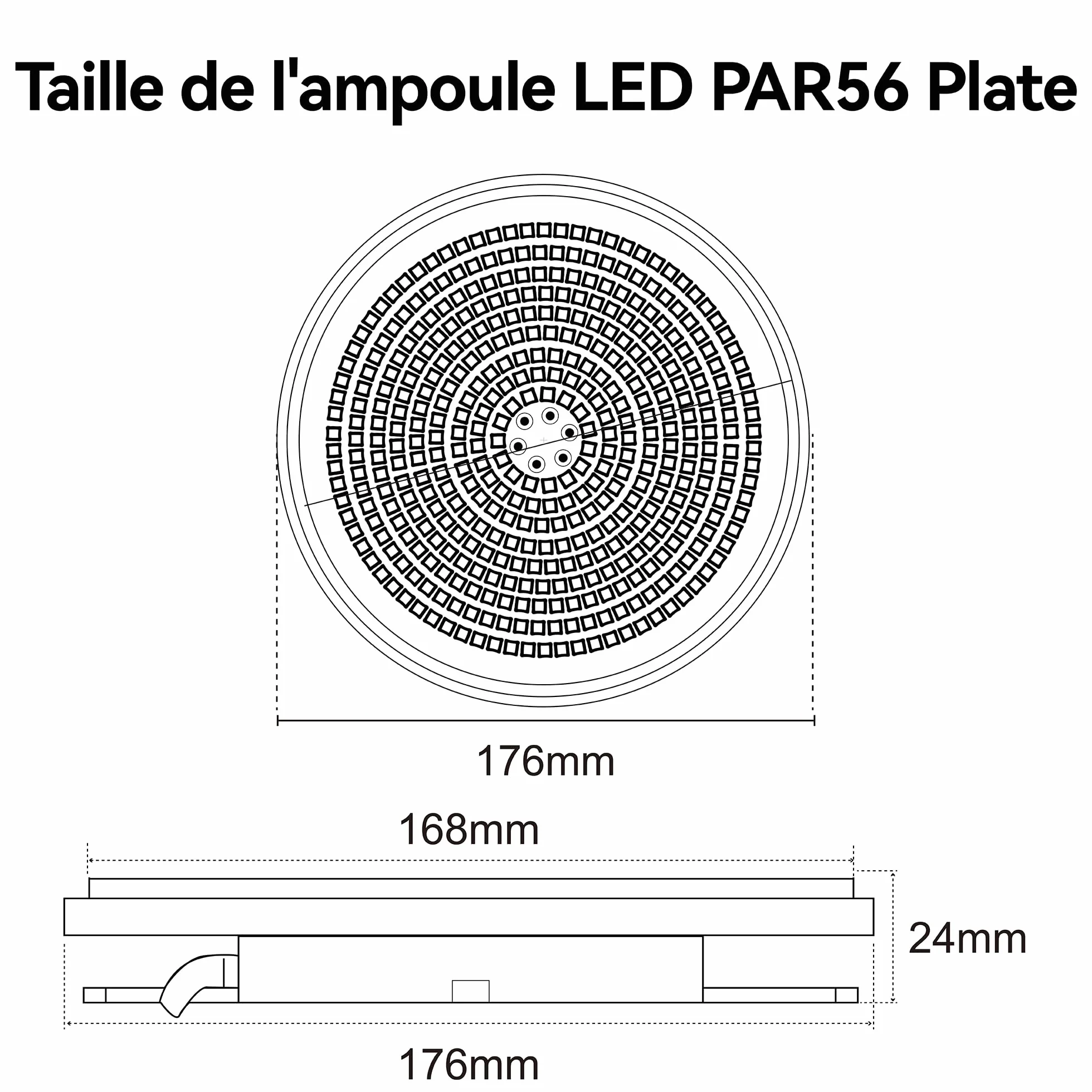 Projecteur Piscine LED 35W PAR56 1100lm IP68 12V AC/DC Bleu Pur
