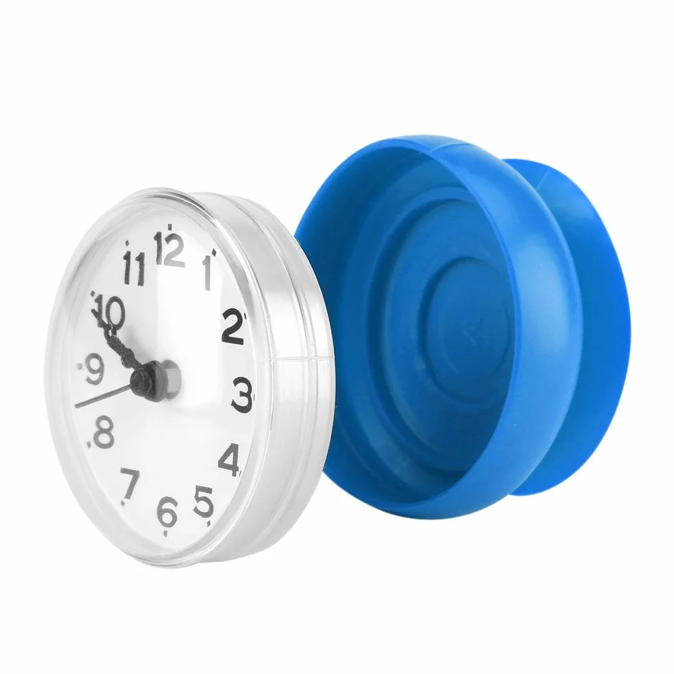 Tbest Horloge Murale étanche Ventouse Ronde Bleu Salle de Bain