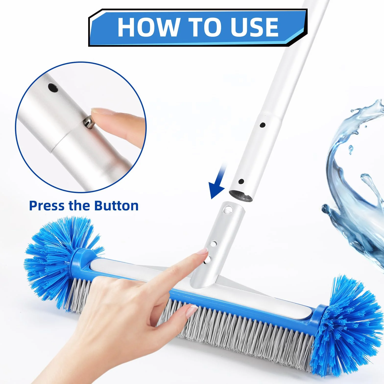 FIFBANG Brosse de Piscine 43cm Plastique Éponge Ronde Nettoyage Carreaux Salle de Bain