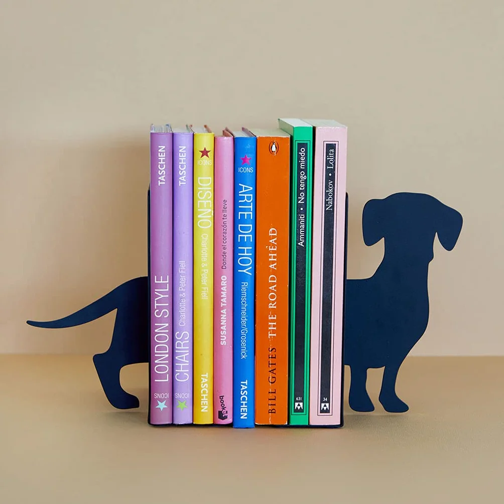 Balvi Serre-Livres Teckel Noir Support de Livres Métal 2 unités
