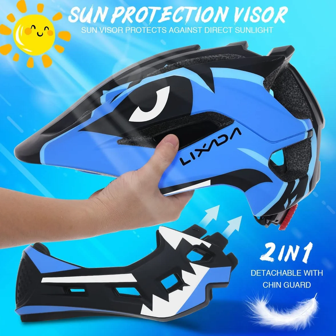 LIXADA Casques de Vélo Enfants Casque Intégral Détachable Casque de Sécurité Sportive pour Vélo Skateboarding Roller Skating roulettes