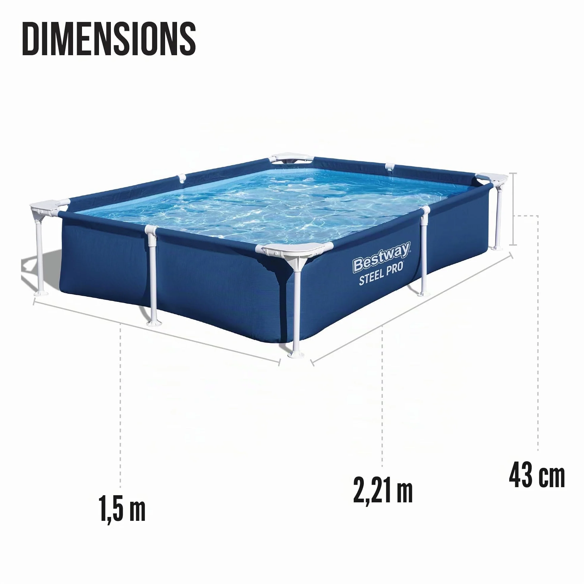 7'3" x 59" x 17" Pool 2.21m x 1.50m x 43cm