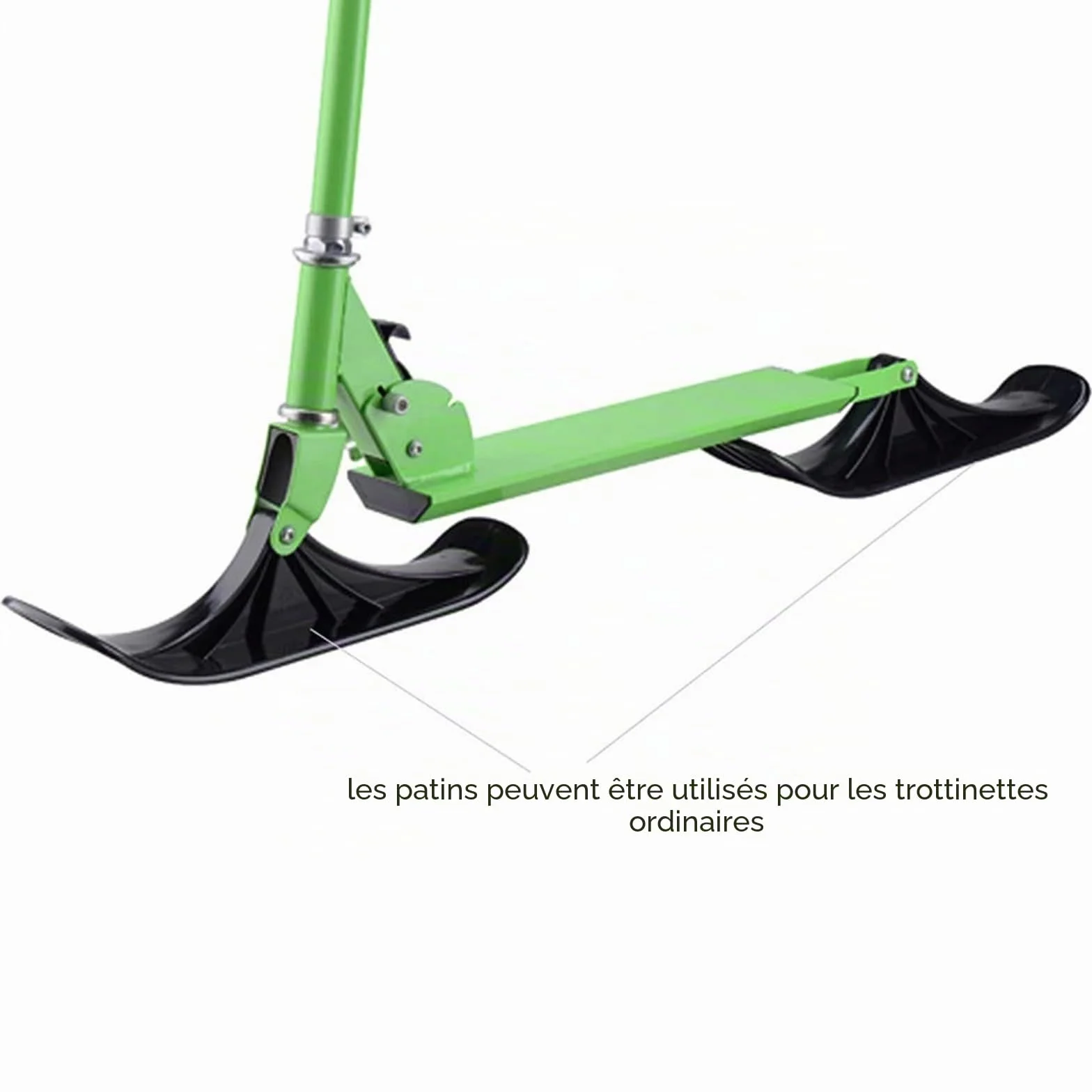 Lot de 2 patins à neige - Kit de conversion pour trottinette à neige - Kit de conversion - Planche de skate pliable - Accessoire de vélo d'hiver pour enfants - Accessoires de traîneau à deux roues -