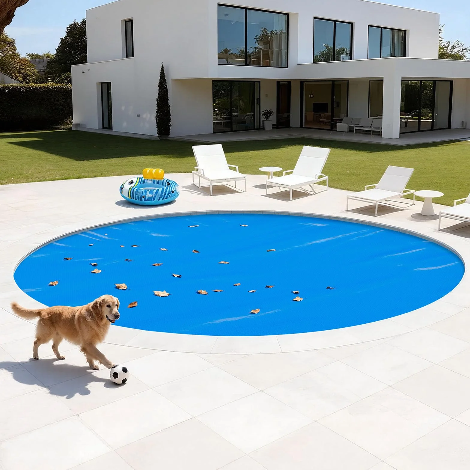 VEVOR Bâche Solaire Piscine Ronde 5,5 m Couverture à Bulles 0,4 mm PE Absorption Chaleur Jour Nuit Hors Sol Creusées Bleu