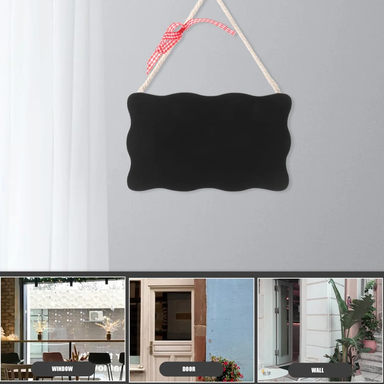 Tableau Noir Double Face En Bois 7.09x4.33In Mini Panneau Ardoise Avec Ficelle Suspendue