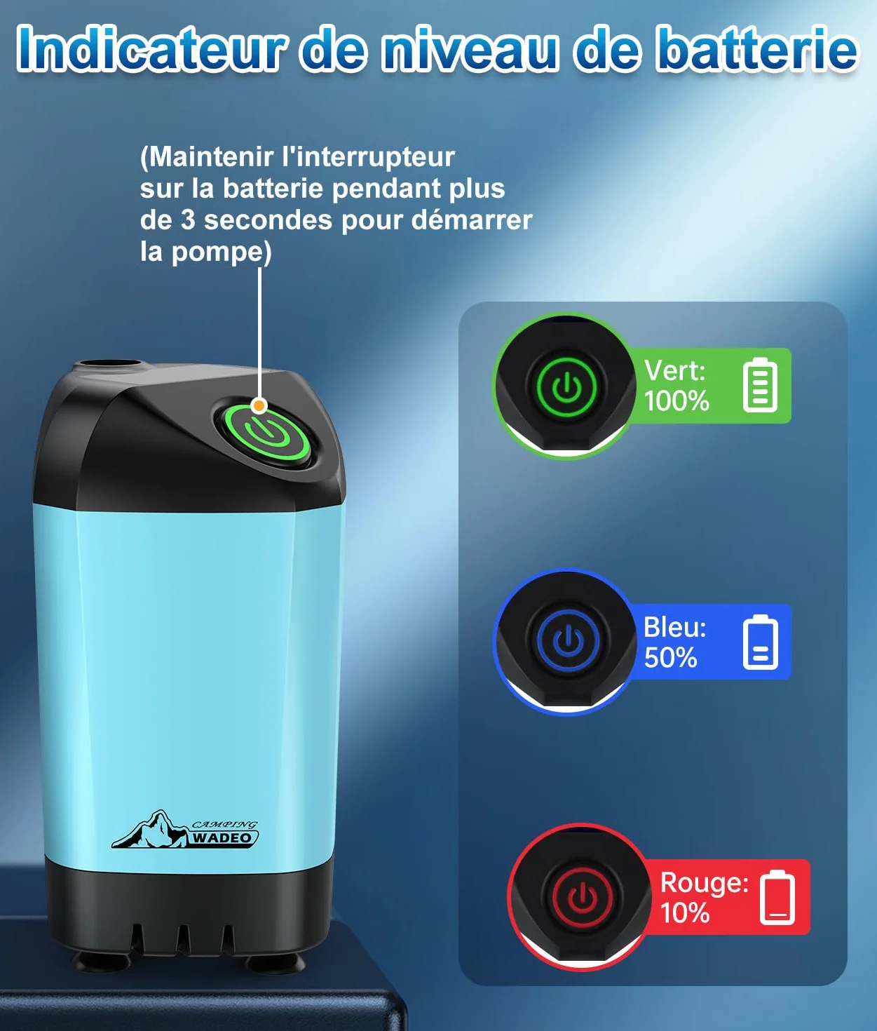 WADEO Douche Portable Camping, [Seau Pliable 20L] Douche Extérieure Électrique Rechargeable pour Camping, Vanlife, Randonnée, Voyage, Plage, Chien, Camping-Car