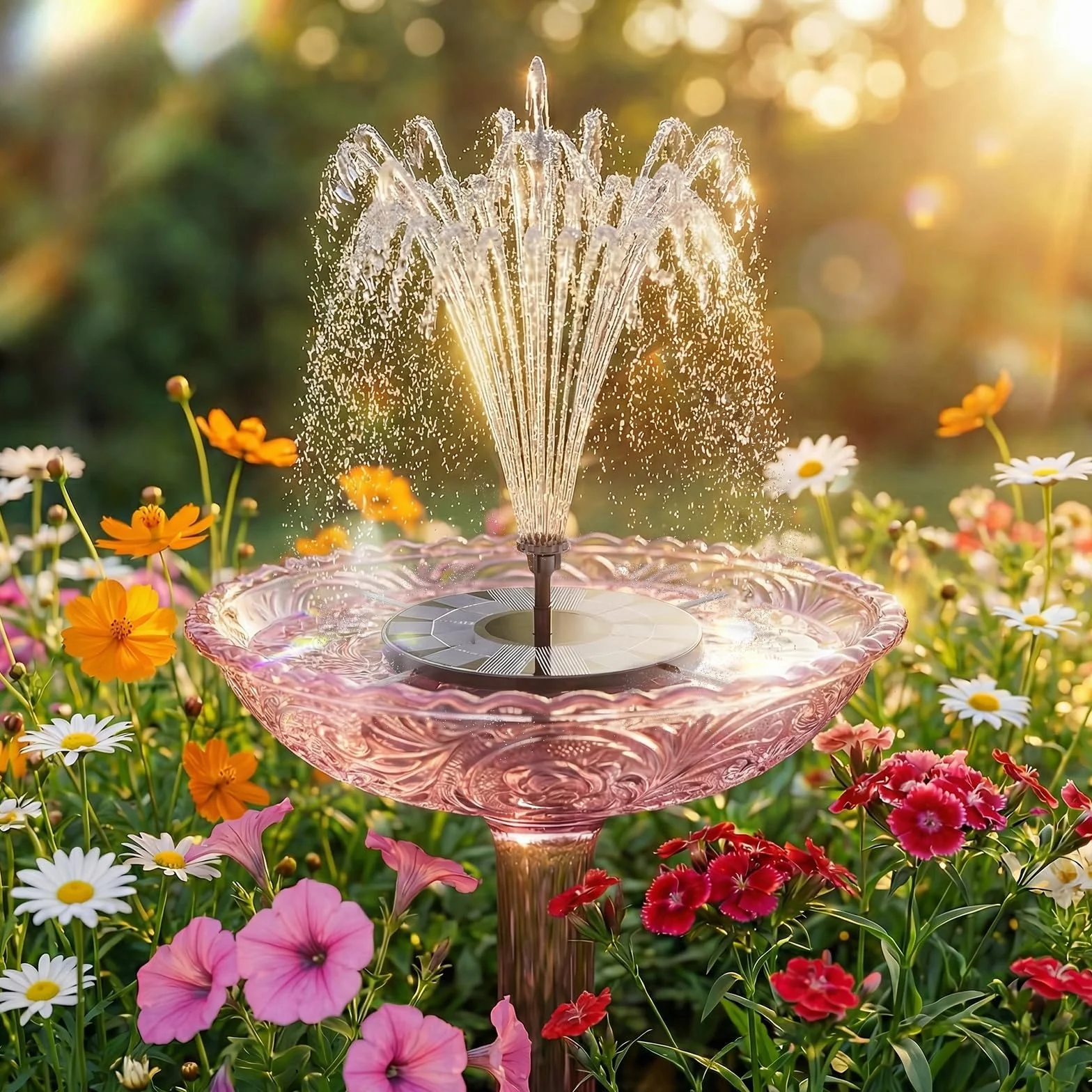AISITIN Fontaine Solaire Extérieur 2.5W Flottante Pompe Bassin avec 6 Buses pour Bain d'oiseaux