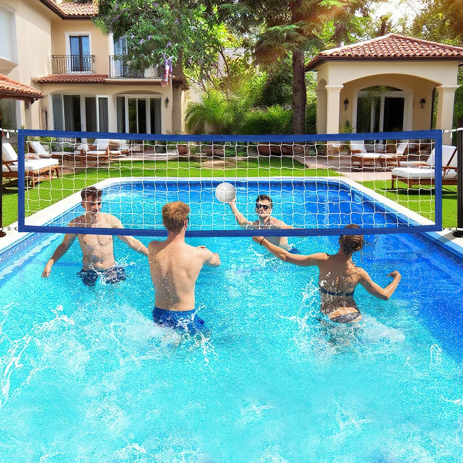 Filet Volley Piscine 457 X 91 CM, Réglable et Imperméable, Remplacement Portable, Filet Résistant en polyéthylène (PE) pour Jeux d’Eau, Jardin, Plage et Activités Extérieures