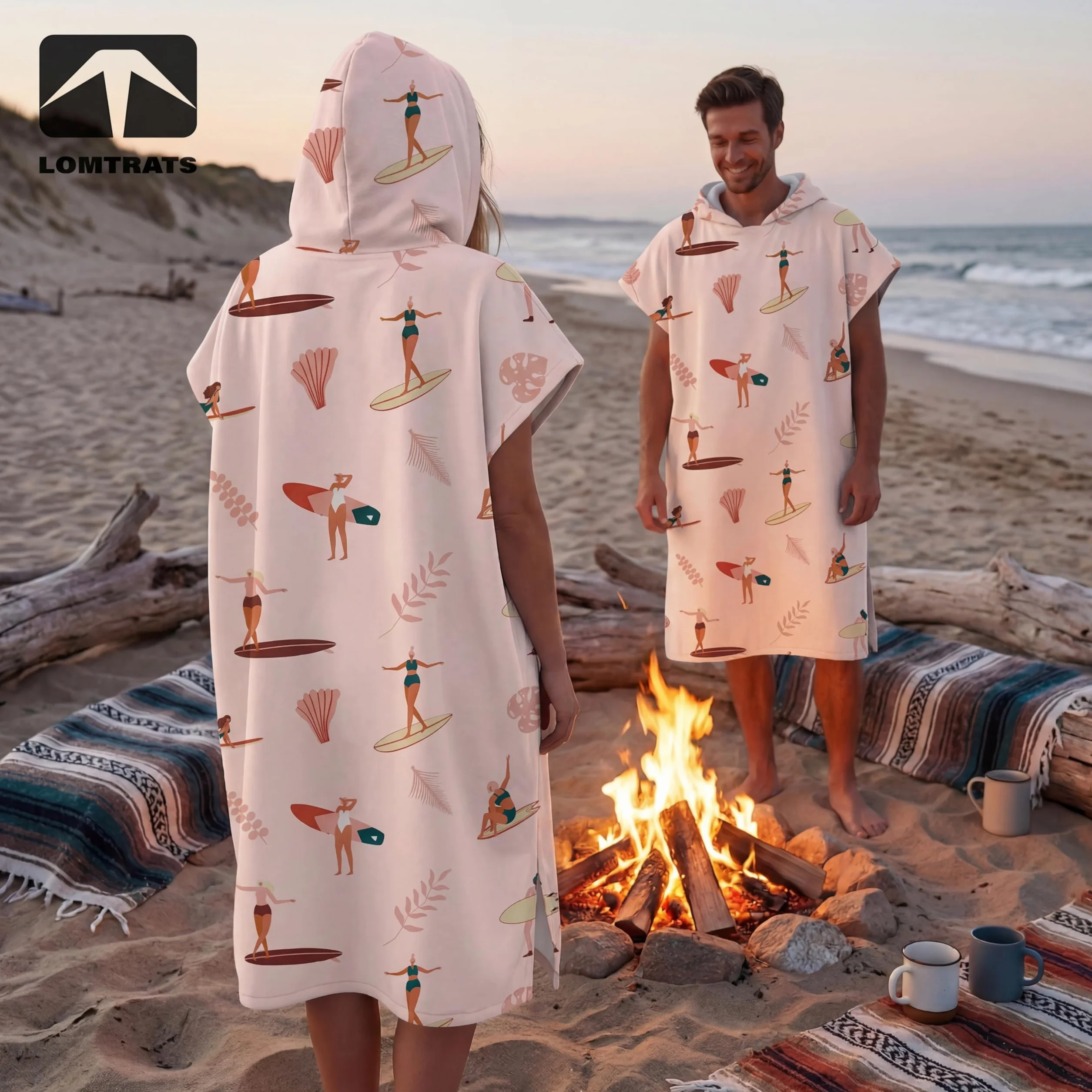 Poncho de Surf à Séchage Rapide, Serviette à Changer, Robe à Capuche pour Adultes Hommes Femmes, Microfibre Natation Plage Surf Plongée Maison Sources Chaudes Parka de Bain