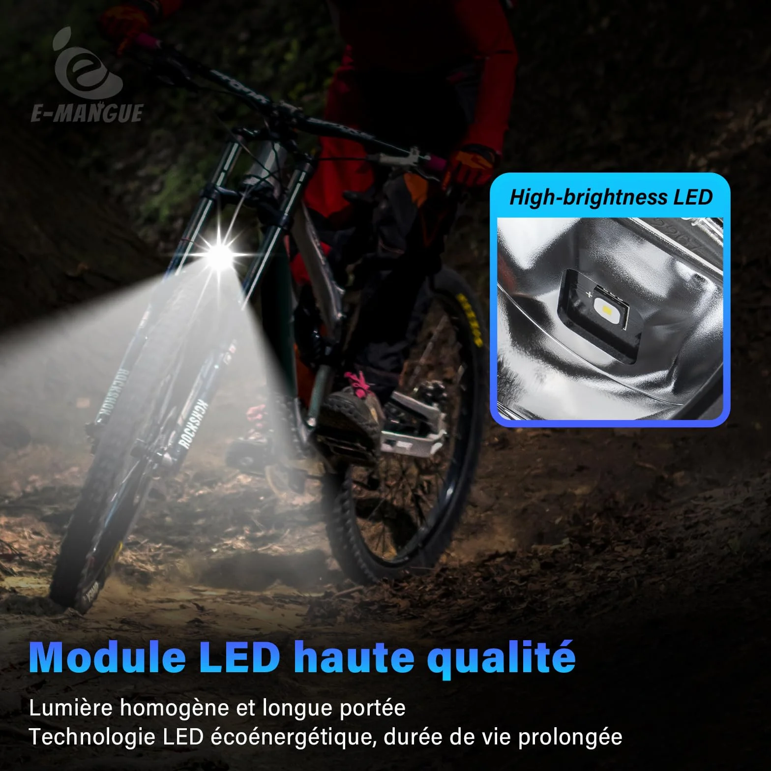 Vélo électrique LED lumière de vélo avec réflecteur, StVZO Approbation lumière Avant, LED Feux de stationnement, Phare de vélo, Lampe de vélo lumière Avant