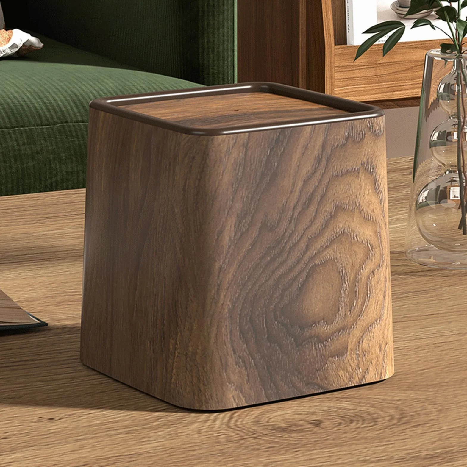 Poubelle de Bureau Mini Corbeille à Papier avec Couvercle, Poubelle Déco Rétro Gain de Place