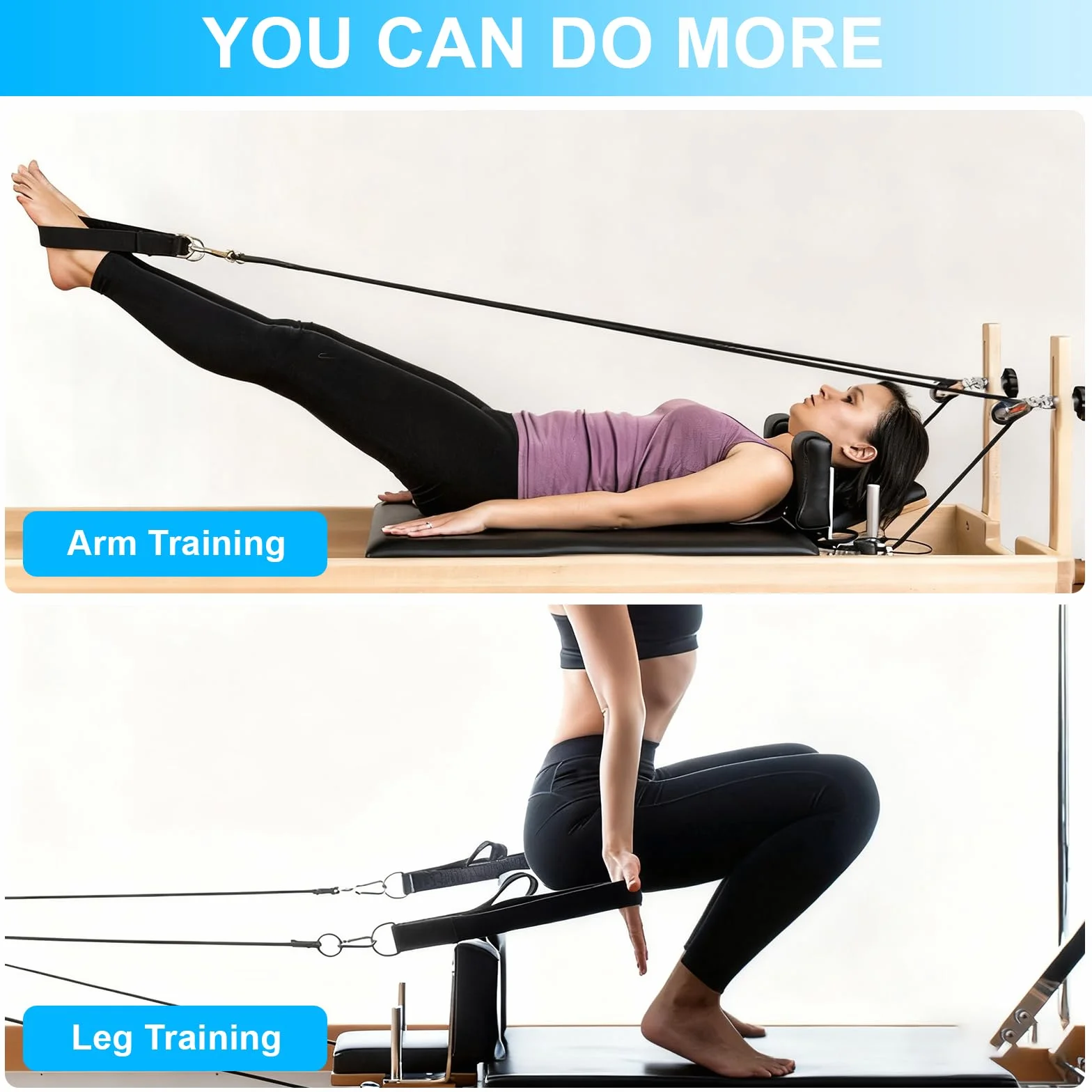 2 Pièces Sangles De Pilates, Sangle Musculation à Double Boucle, Épaisseur Confortable Avec Anneau En d, pour Bande De Resistance Musculation, Entraînement à Domicile, Sangle De Tirage