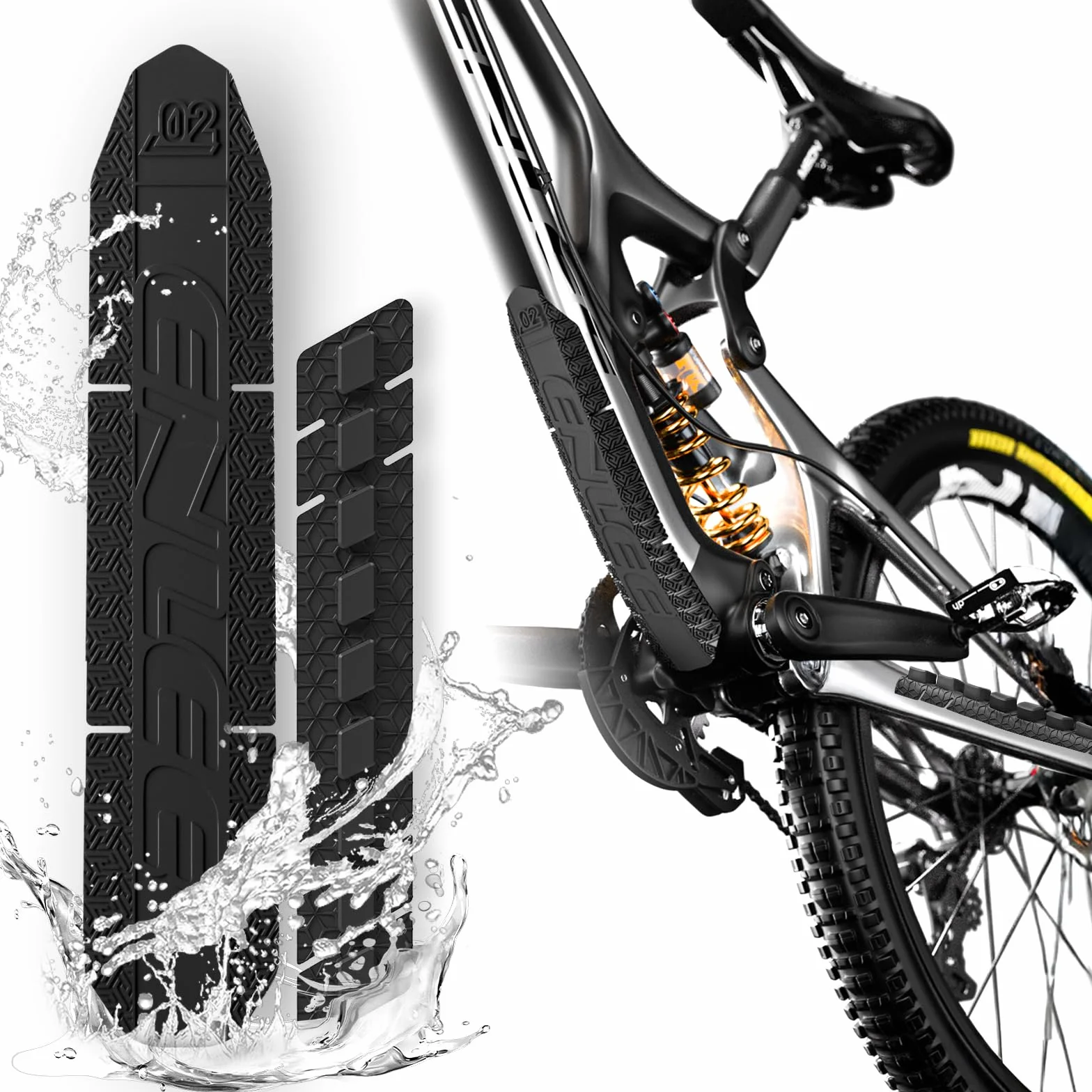 Protection Cadre Velo Silicone Adhésif Anti-Rayures pour Chaine et Tube Inférieur Film Protecteur Résistant Noir pour VTT Route E-Bike VTC Accessoire Protection