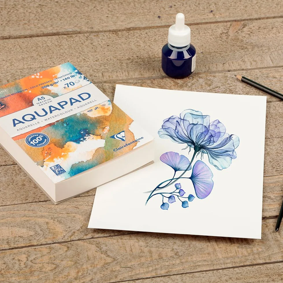 Clairefontaine Goldline Aquapad Bloc Aquarelle A5 300g 70 Feuilles 14,8x21 cm