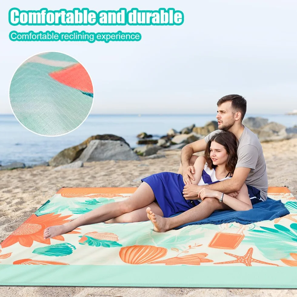 Tapis De Plage Anti Sable, Tapis De Plage Imperméable, Natte De Plage Pliable, Couverture De Plage Sans Sable Voyage Accessoires De Plage Camping Ultra Fin Et Ultra Léger Avec Les Ongles (300x280CM)