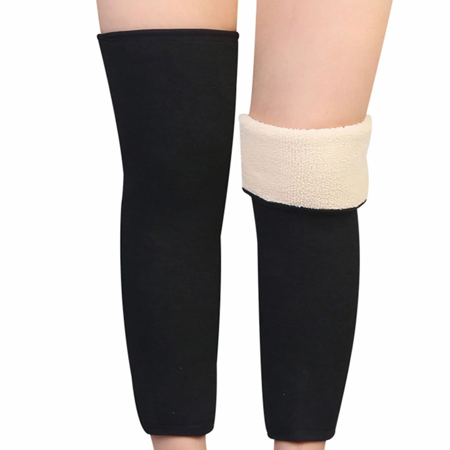 Genouillères en Cachemire Thermiques d'Hiver Épaisses, Unisexe, Noir, Taille Unique, Chaud Protège-Genou, Utilisées pour Garder les Jambes au Chaud