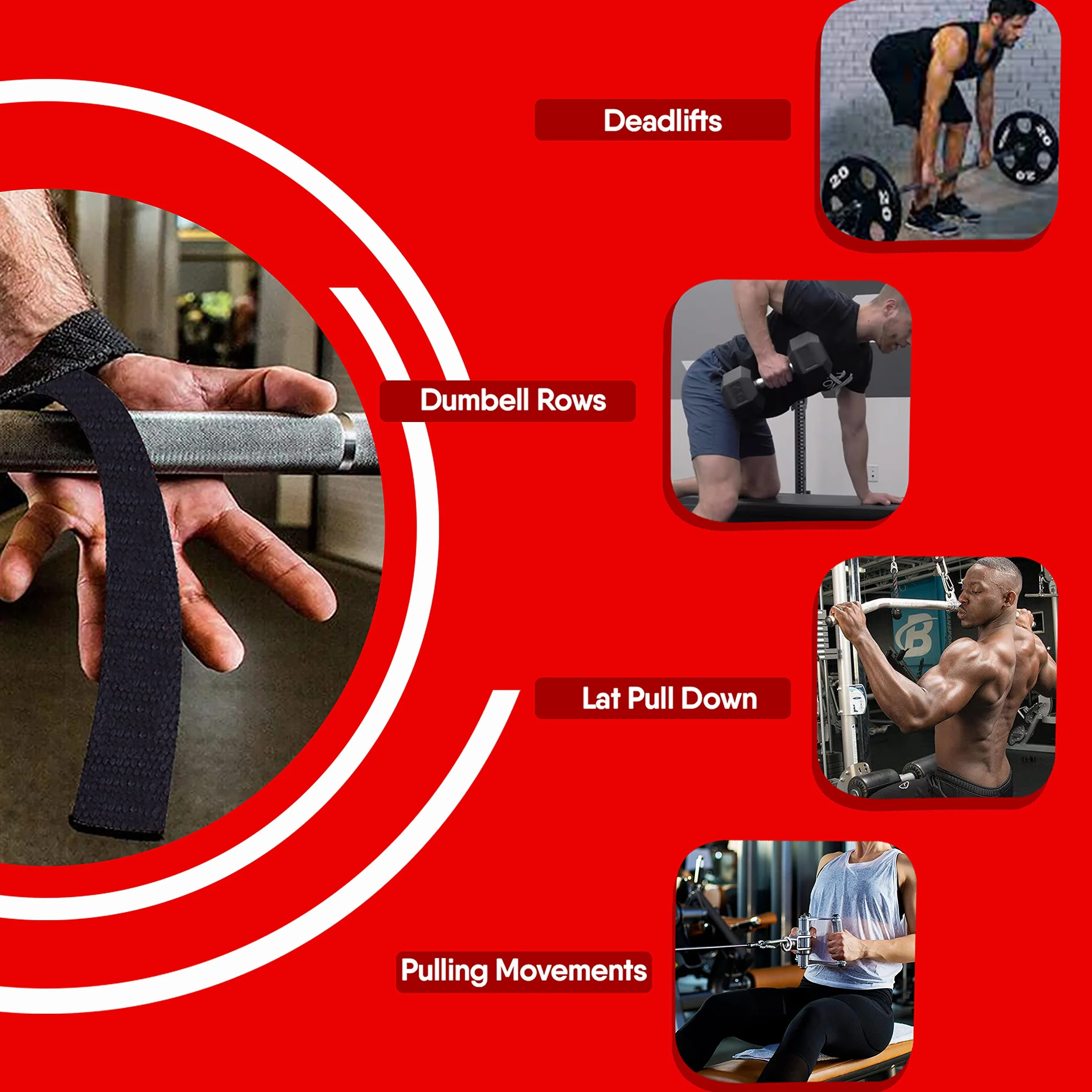SAWANS Sangles d'haltérophilie rembourrées néoprène pour Musculation Levage Poids Poignets Support