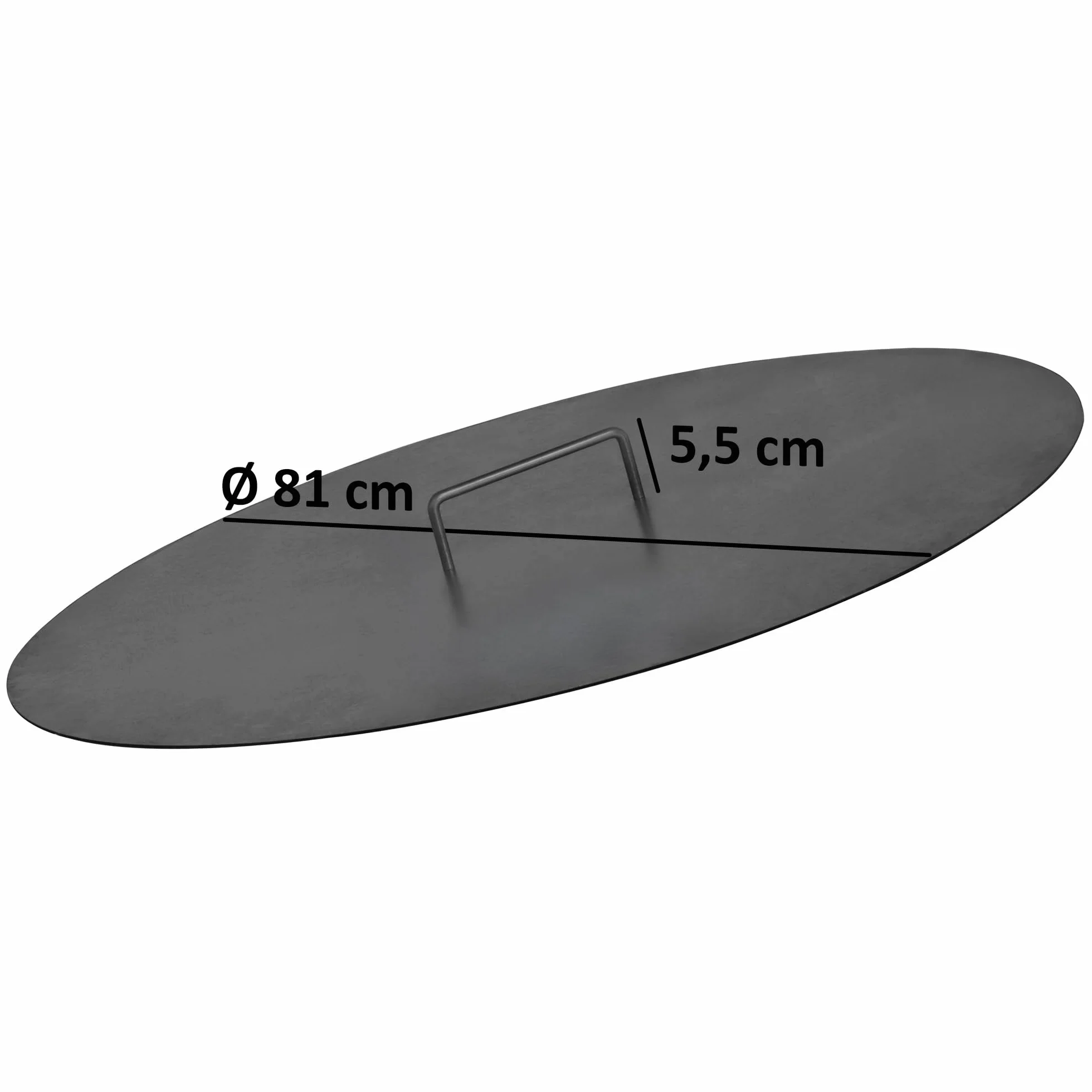 BBQ-Toro Couvercle pour brasero 80 cm Noir Plaque de protection avec poignée