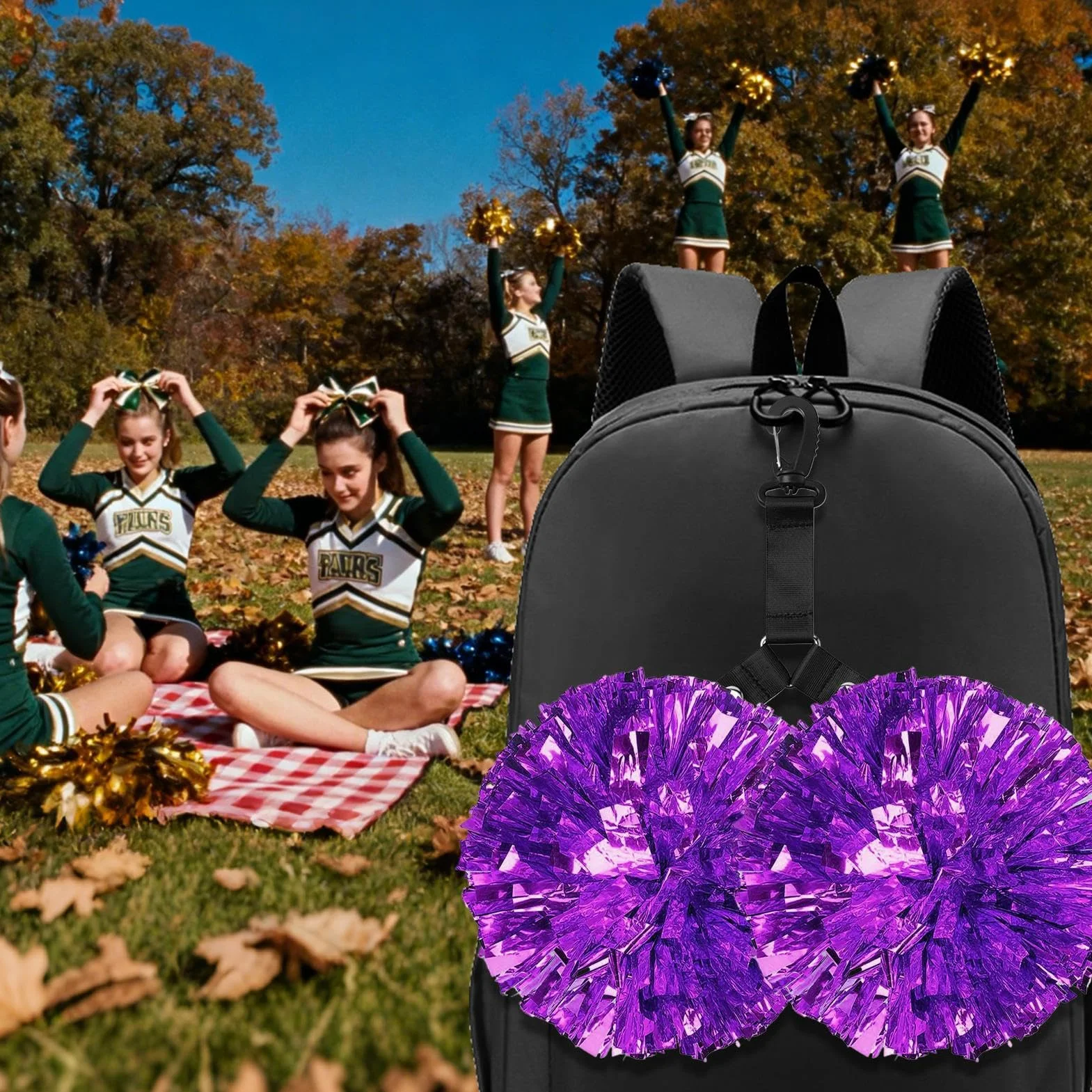 Porte-Pompon pour Sac de Danse Cheerleader avec Accroche-Sac à Dos pour Compétitions de Cheerleading