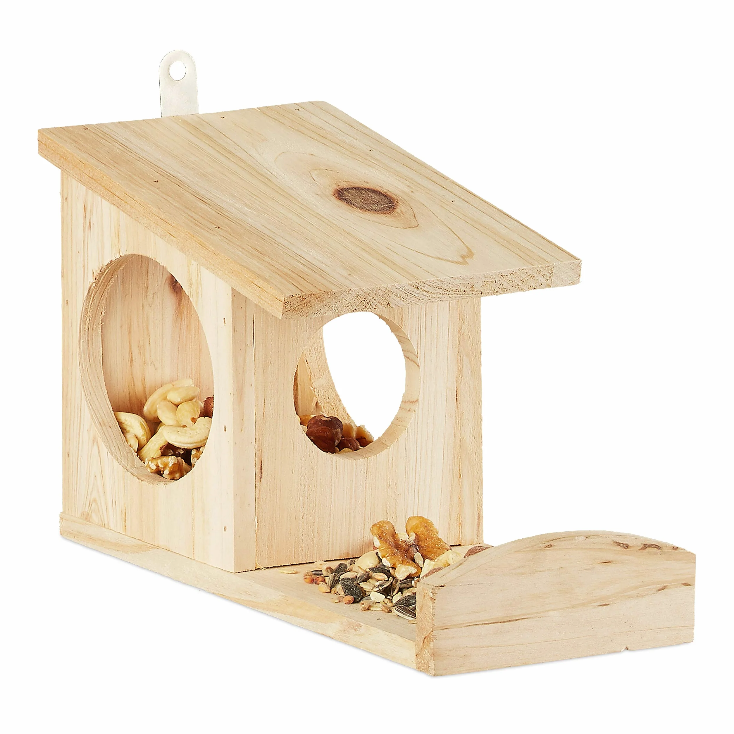 Relaxdays Mangeoire pour écureuil en bois à suspendre 17,5 x 12 x 25 cm vert