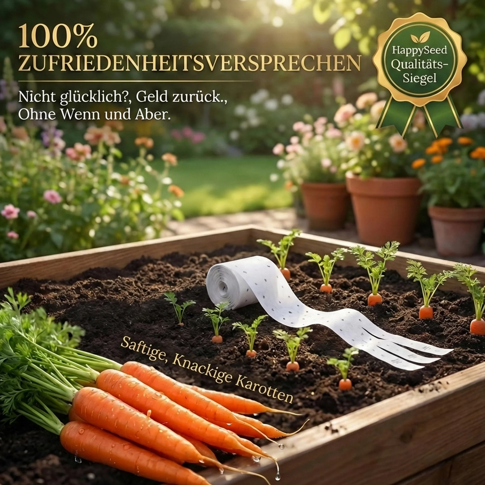 Ruban de graines de carottes Nantaise 2 - Daucus carota 5m pour jardin et potager